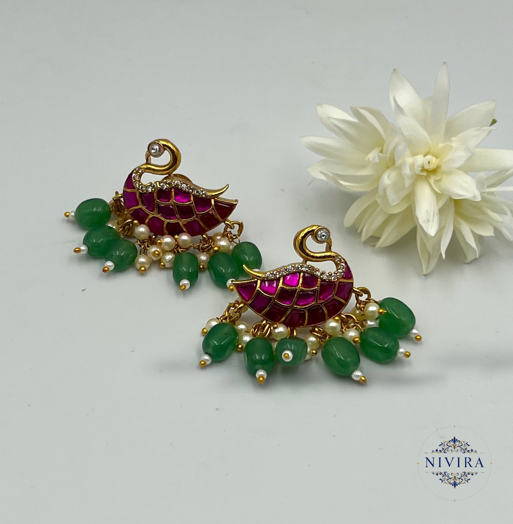 Jadau Swan Earrings