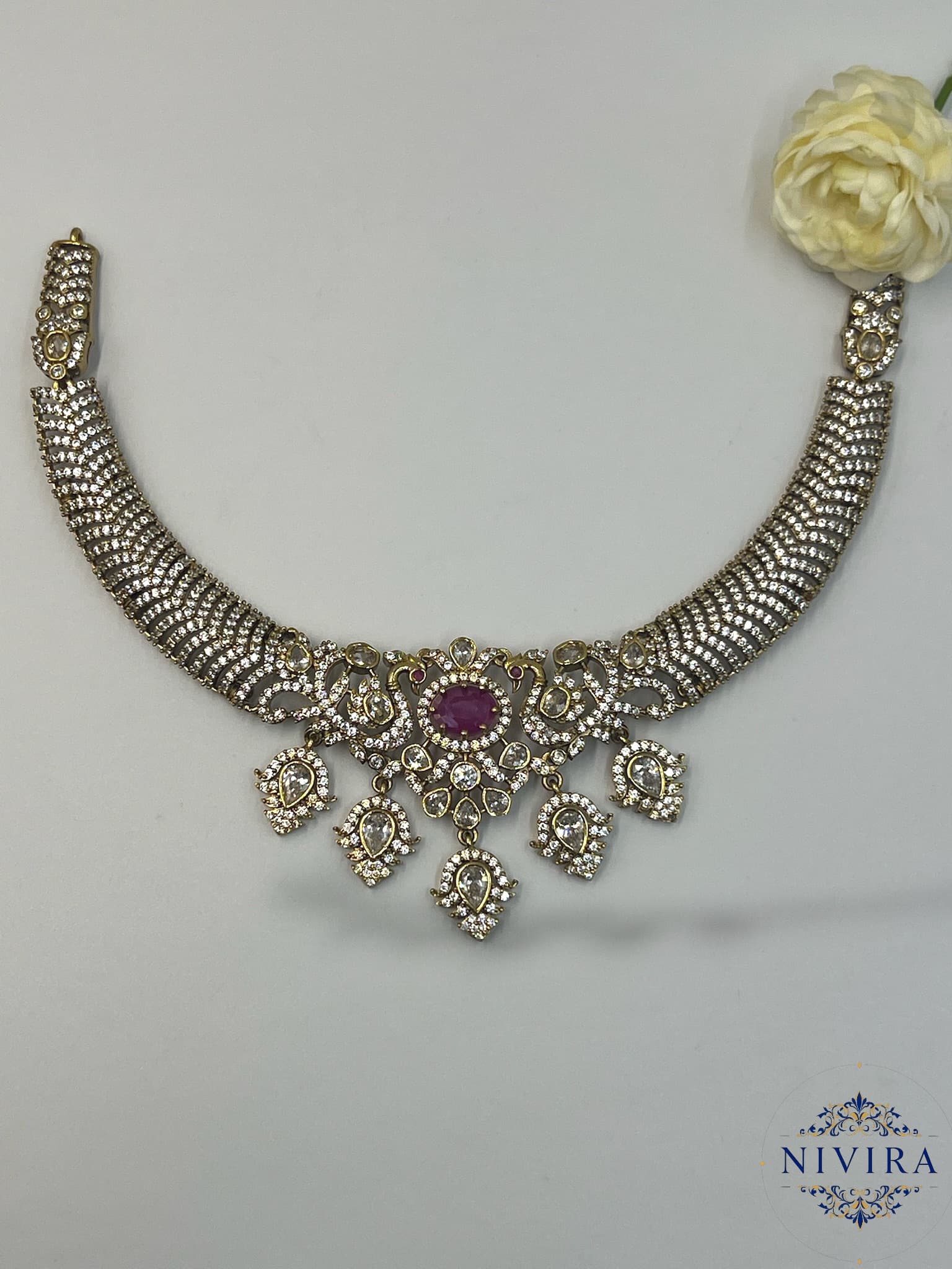 Peacock Mehendi Kante Set - Ruby - image 2