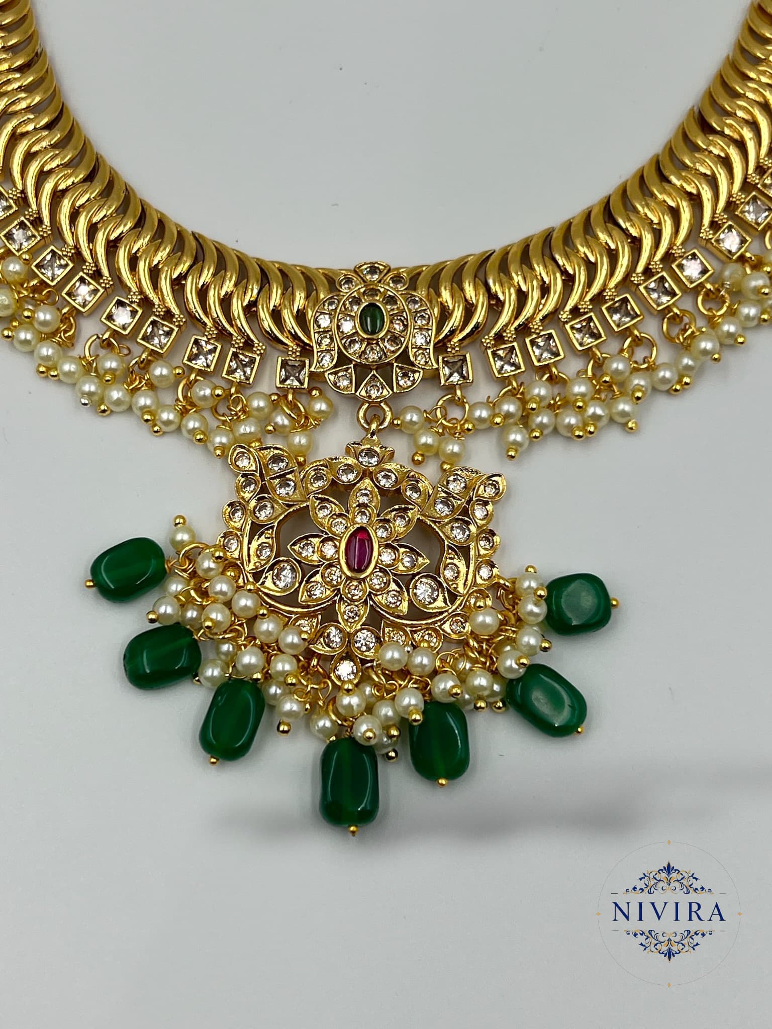 Pearl Jalebi Necklace Set - image 3