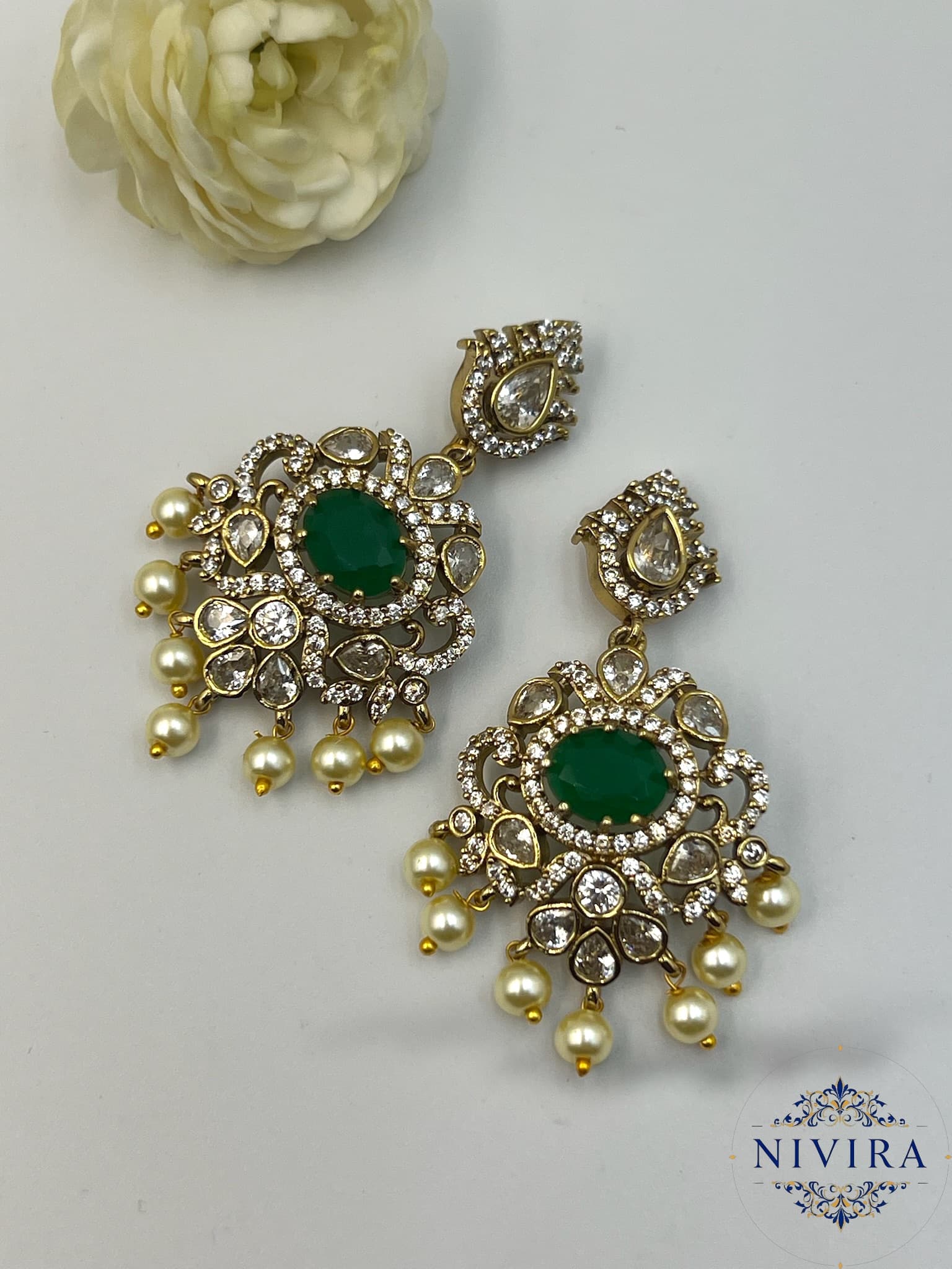 Peacock Mehendi Kante Set - Emerald - image 4