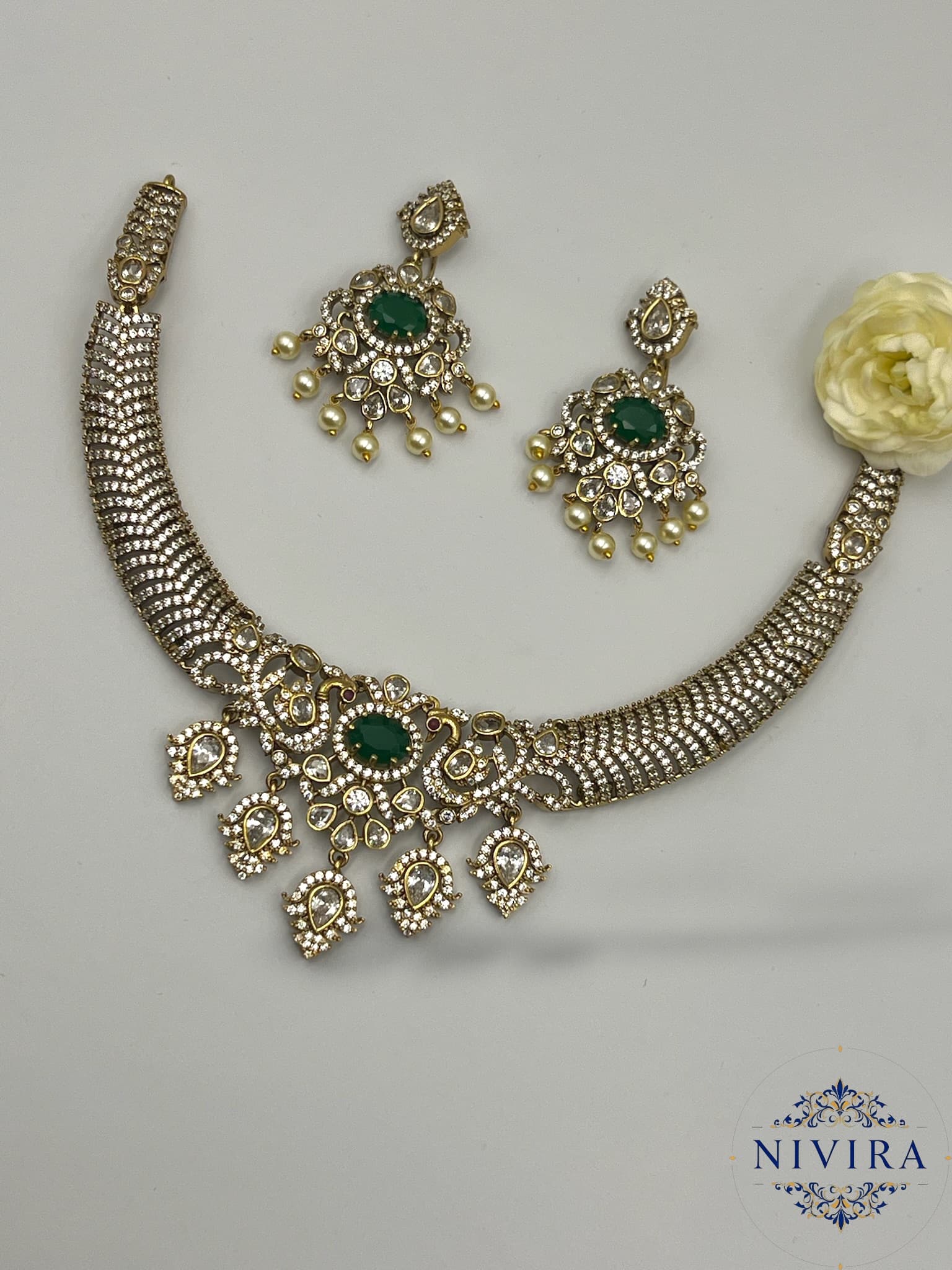 Peacock Mehendi Kante Set - Emerald