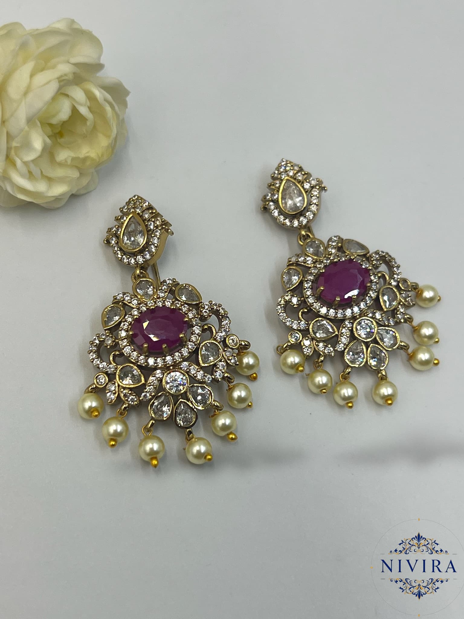 Peacock Mehendi Kante Set - Ruby - image 4