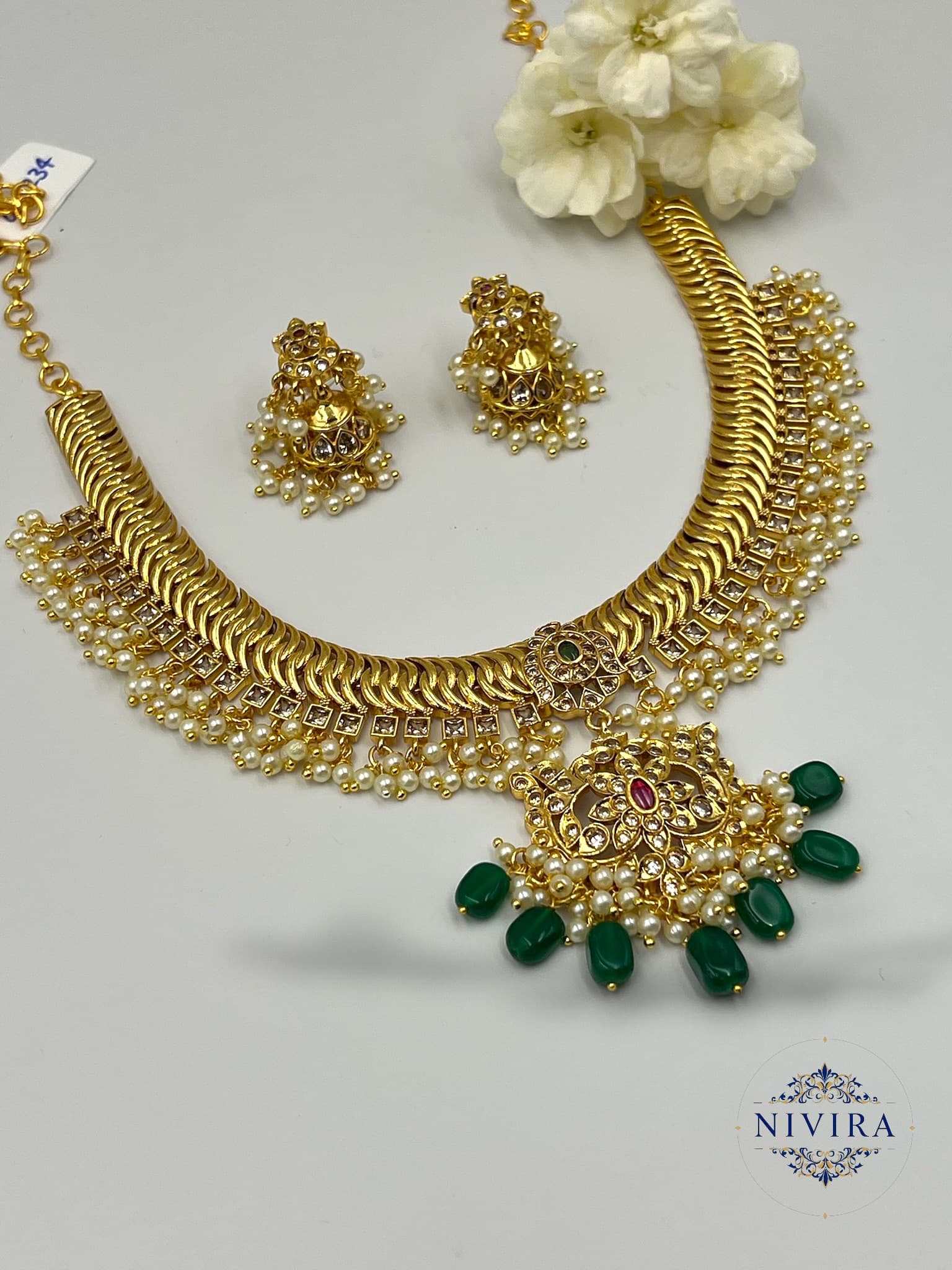 Pearl Jalebi Necklace Set